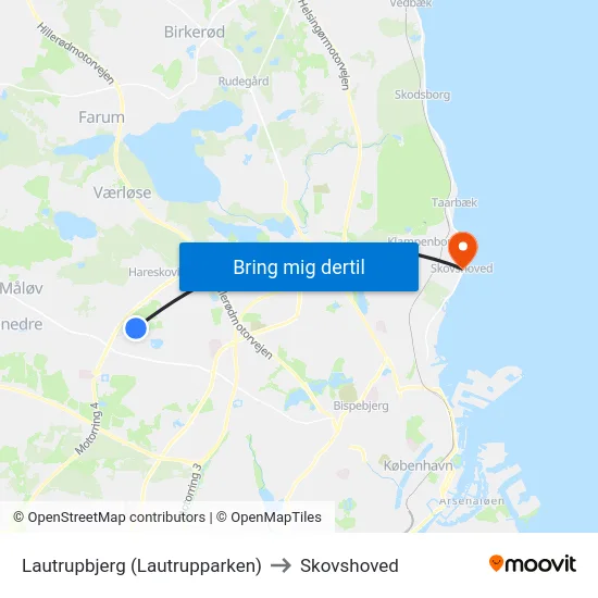 Lautrupbjerg (Lautrupparken) to Skovshoved map