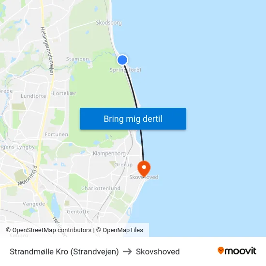 Strandmølle Kro (Strandvejen) to Skovshoved map