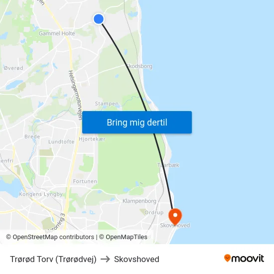 Trørød Torv (Trørødvej) to Skovshoved map