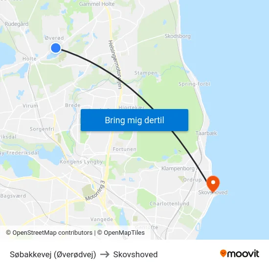 Søbakkevej (Øverødvej) to Skovshoved map