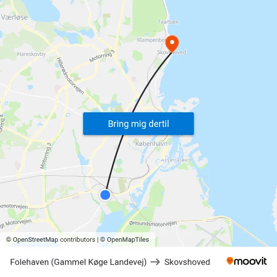 Folehaven (Gammel Køge Landevej) to Skovshoved map