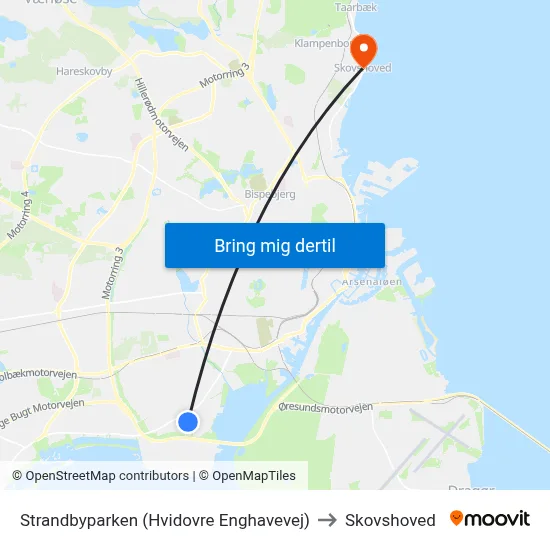 Strandbyparken (Hvidovre Enghavevej) to Skovshoved map