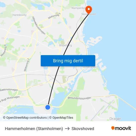 Hammerholmen (Stamholmen) to Skovshoved map