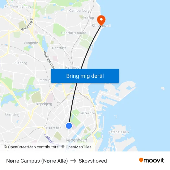 Nørre Campus (Nørre Allé) to Skovshoved map
