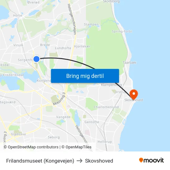 Frilandsmuseet (Kongevejen) to Skovshoved map