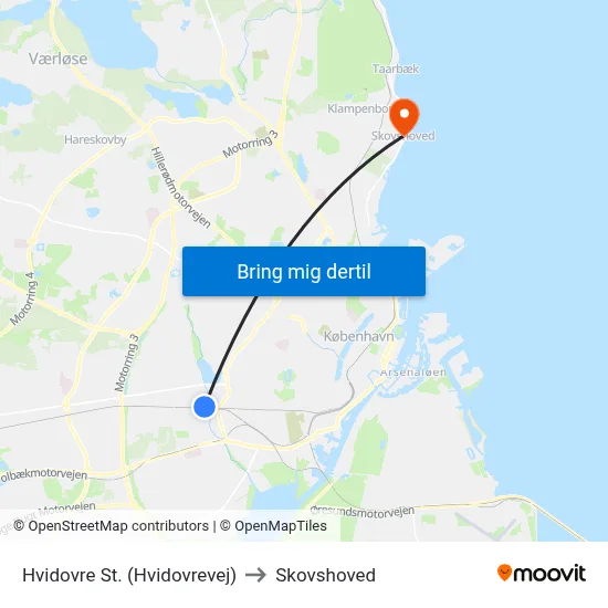 Hvidovre St. (Hvidovrevej) to Skovshoved map