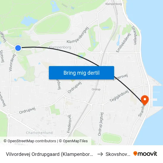 Vilvordevej Ordrupgaard (Klampenborgvej) to Skovshoved map