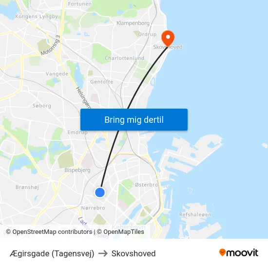 Ægirsgade (Tagensvej) to Skovshoved map
