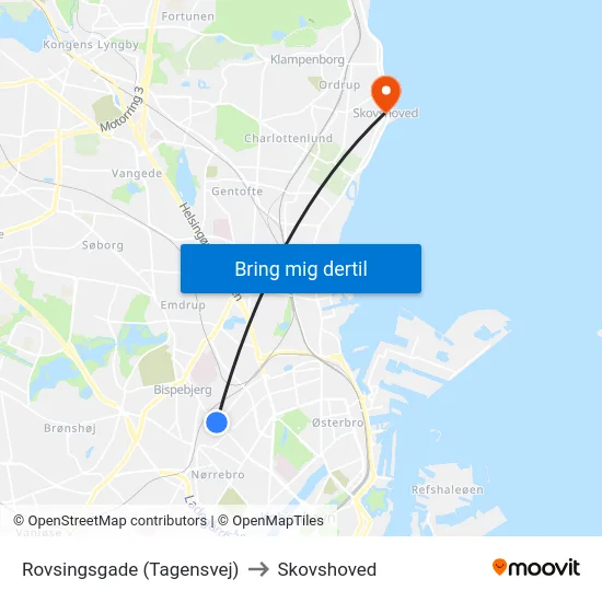 Rovsingsgade (Tagensvej) to Skovshoved map