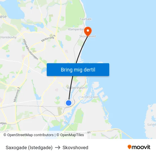 Saxogade (Istedgade) to Skovshoved map