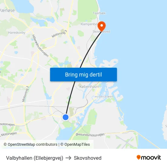 Valbyhallen (Ellebjergvej) to Skovshoved map