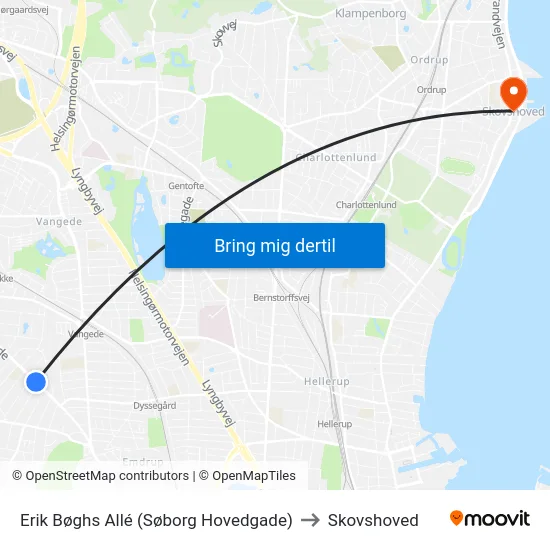 Erik Bøghs Allé (Søborg Hovedgade) to Skovshoved map
