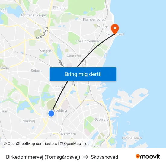 Birkedommervej (Tomsgårdsvej) to Skovshoved map