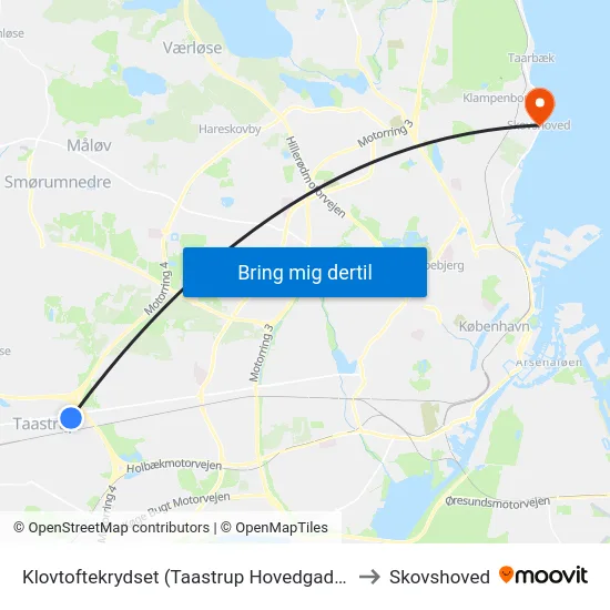 Klovtoftekrydset (Taastrup Hovedgade) to Skovshoved map