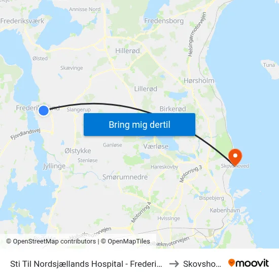 Sti Til Nordsjællands Hospital - Frederikssund to Skovshoved map