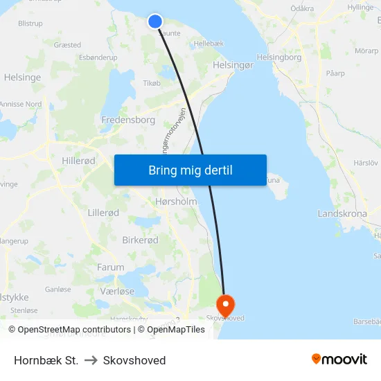 Hornbæk St. to Skovshoved map