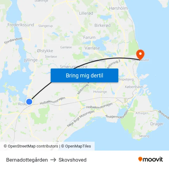 Bernadottegården to Skovshoved map