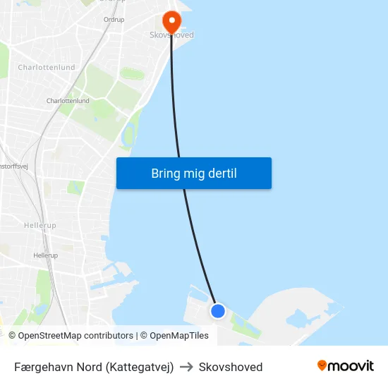 Færgehavn Nord (Kattegatvej) to Skovshoved map
