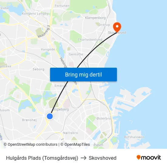 Hulgårds Plads (Tomsgårdsvej) to Skovshoved map