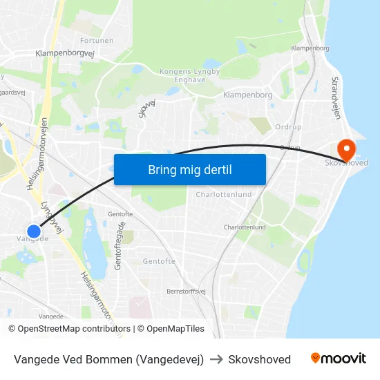 Vangede Ved Bommen (Vangedevej) to Skovshoved map