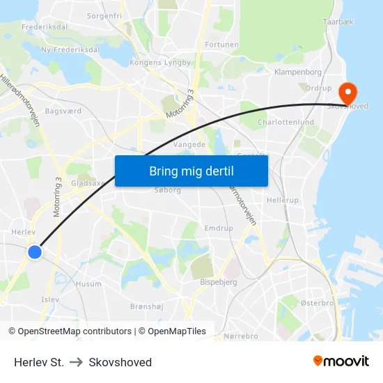 Herlev St. to Skovshoved map