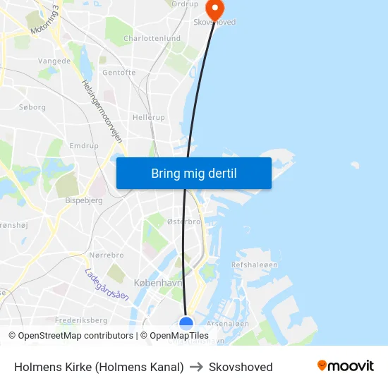 Holmens Kirke (Holmens Kanal) to Skovshoved map