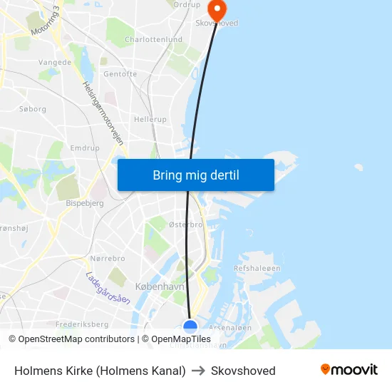 Holmens Kirke (Holmens Kanal) to Skovshoved map