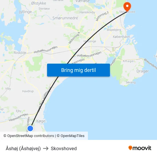 Åshøj (Åshøjvej) to Skovshoved map