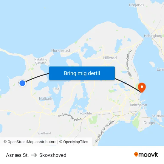 Asnæs St. to Skovshoved map