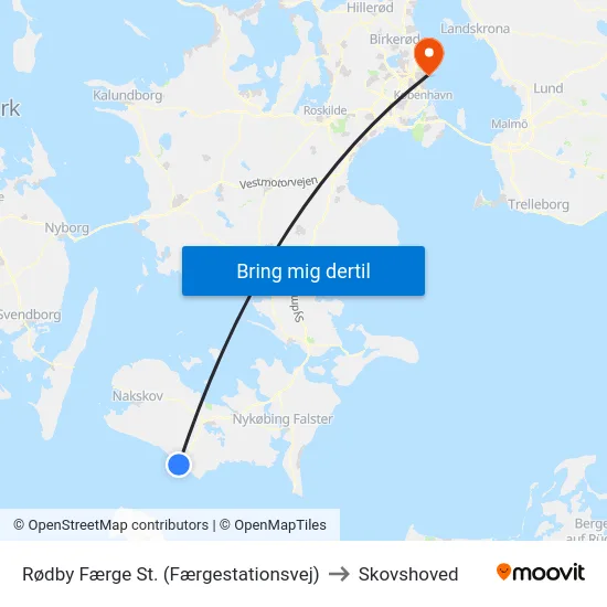Rødby Færge St. (Færgestationsvej) to Skovshoved map