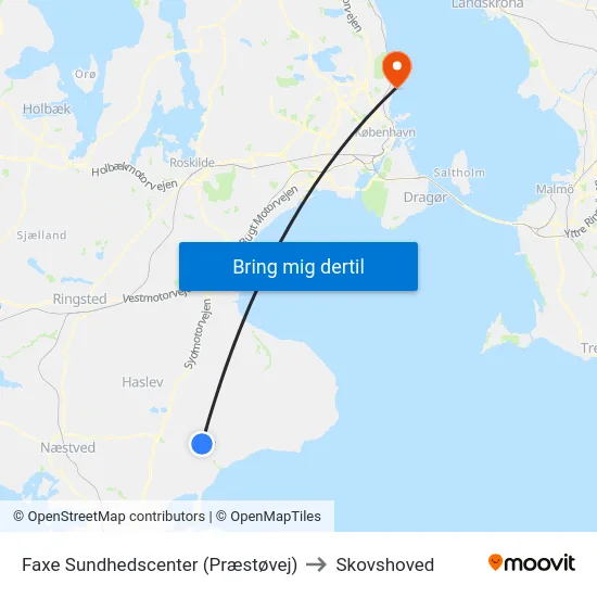 Faxe Sundhedscenter (Præstøvej) to Skovshoved map