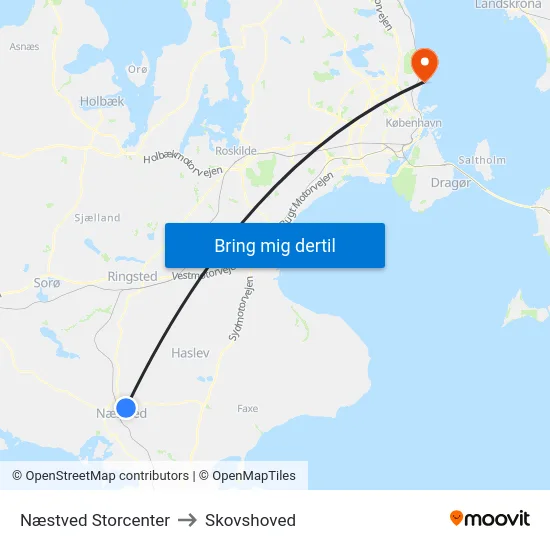 Næstved Storcenter to Skovshoved map