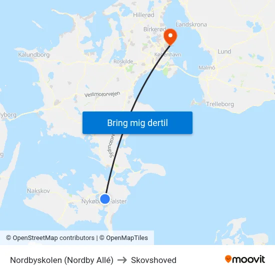Nordbyskolen (Nordby Allé) to Skovshoved map