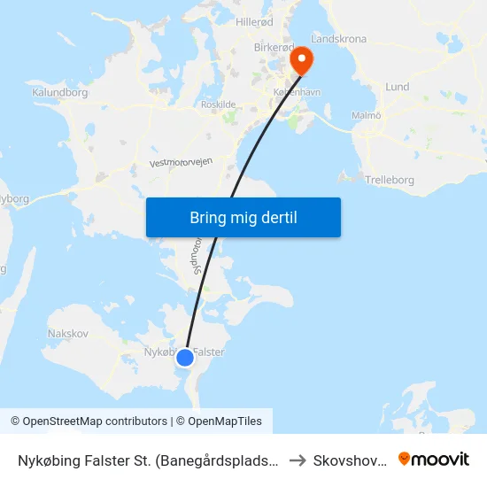 Nykøbing Falster St. (Banegårdspladsen) to Skovshoved map
