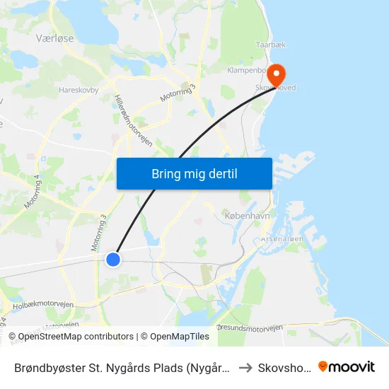 Brøndbyøster St. Nygårds Plads (Nygårds Plads) to Skovshoved map
