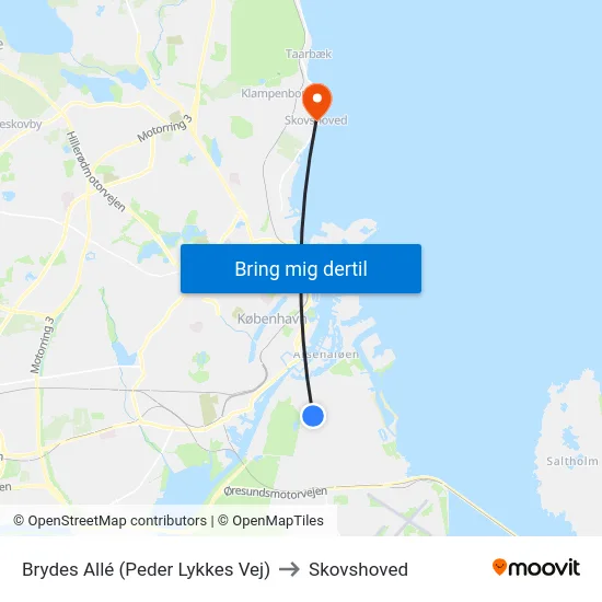 Brydes Allé (Peder Lykkes Vej) to Skovshoved map