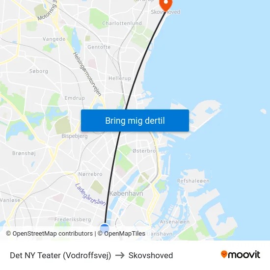 Det NY Teater (Vodroffsvej) to Skovshoved map