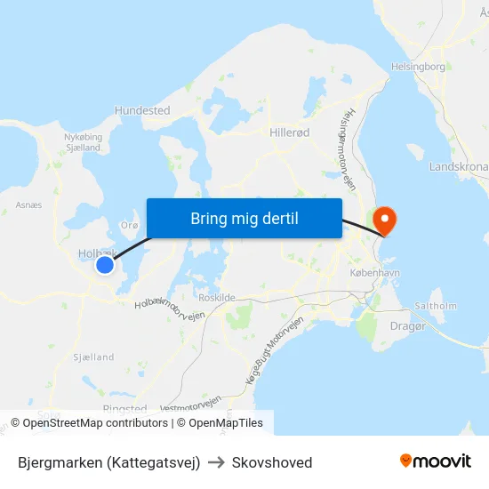 Bjergmarken (Kattegatsvej) to Skovshoved map