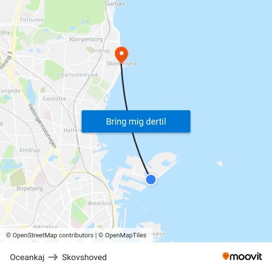 Oceankaj to Skovshoved map