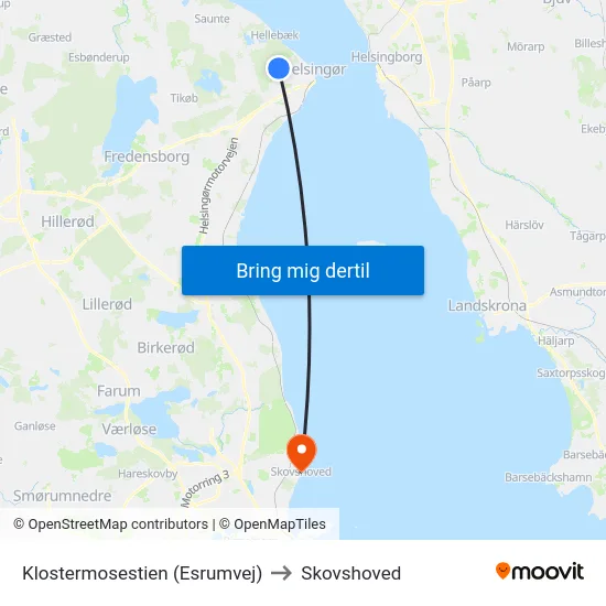 Klostermosestien (Esrumvej) to Skovshoved map