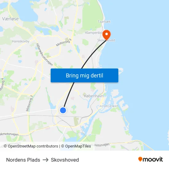 Nordens Plads to Skovshoved map