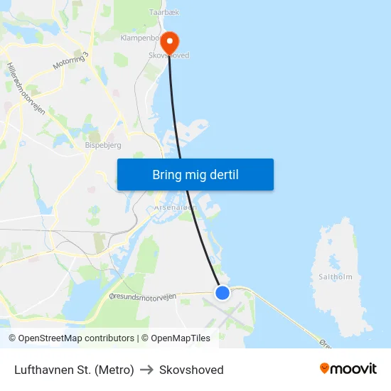 Lufthavnen St. (Metro) to Skovshoved map