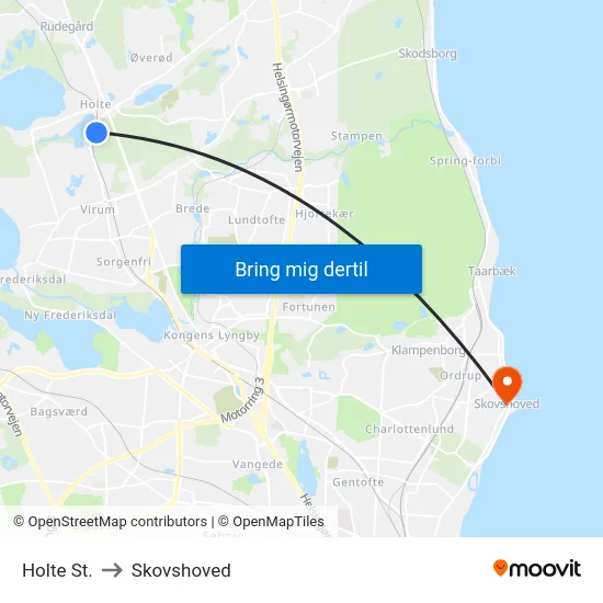 Holte St. to Skovshoved map