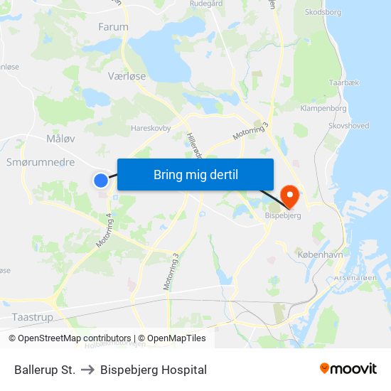 Ballerup St. to Bispebjerg Hospital map