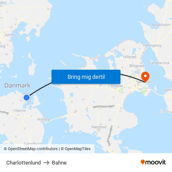 Charlottenlund to Bahne map