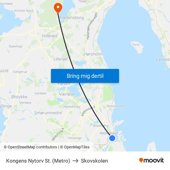 Kongens Nytorv St. (Metro) to Skovskolen map