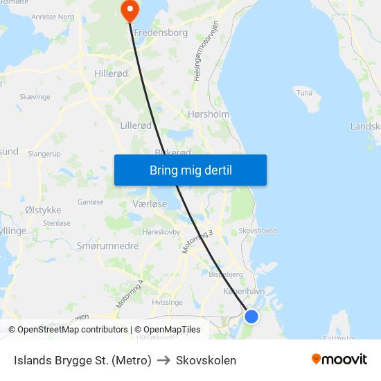 Islands Brygge St. (Metro) to Skovskolen map