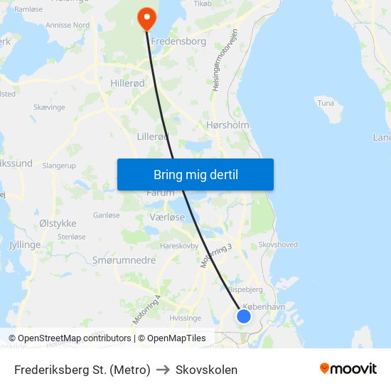 Frederiksberg St. (Metro) to Skovskolen map