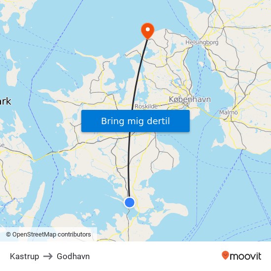 Kastrup to Godhavn map