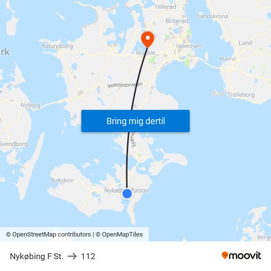 Nykøbing F St. to 112 map